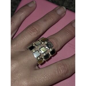 Vintage .925 Silver Mother Of Pearl Ring Vintage. Chunky, Ornate